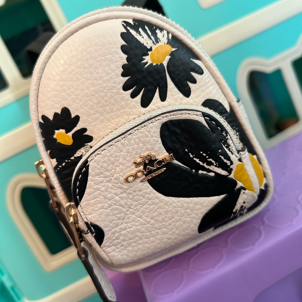 NWT Coach Floral Mini Backpack Bag Charm Keychain Doll Accessory CZ605